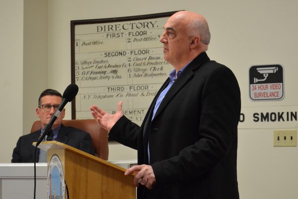 Nick Gribas was among 10 village residents who opposed the 60-unit affordable housing complex being proposed off County Road 39 at the board meeting. ANISAH ABDULLAH