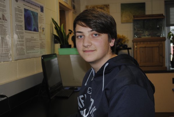 Jared Strecker, 16, of Hampton Bays is going to present his research at the Mesothelioma Applied Research Foundation’s annual International Symposium on Malignant Mesothelioma later this month. AMANDA BERNOCCO