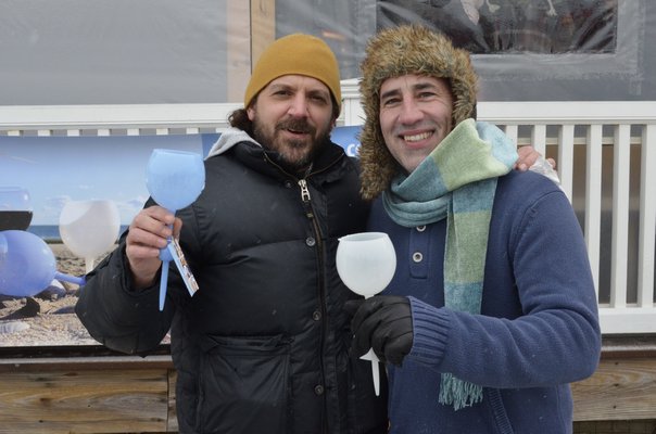 Jason Klinge and David D'Agostino preview the Beach Glass at the Polar Bear Plunge. BY ERIN MCKINLEY