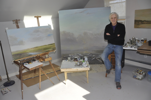 Walter Us in his studio on the second floor of his Sag Harbor home. MICHELLE TRAURING