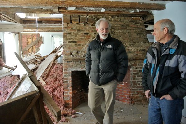 Larry and Bob Hirt in the Jeremiah Halsey Jr. house.