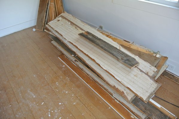 Some of the boards salvaged from the house.