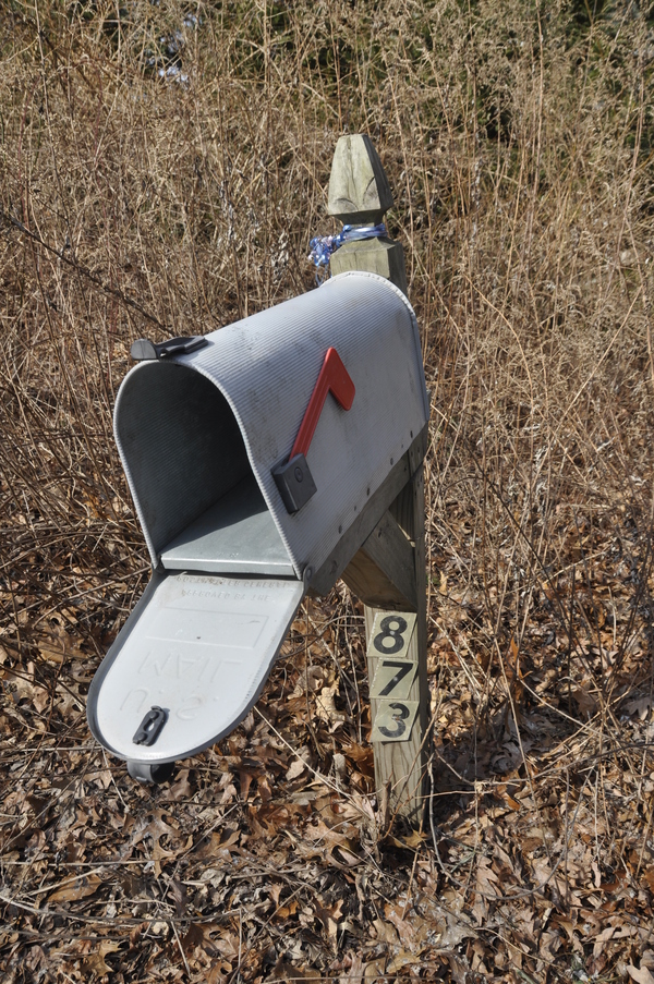 A downed mailbox on Noyac Road.