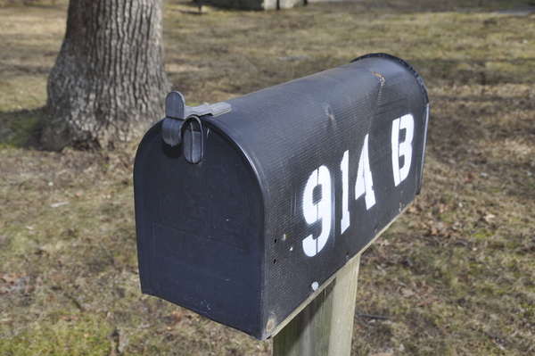 A tilting mailbox on Noyac Road.