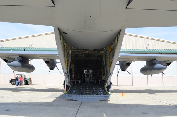 The rear and interior of the HC-130J Combat King II. In addition to recovery operations, the aircraft will be used for inflight helicopter refueling and disaster response, among other tasks. ANISAH ABDULLAH