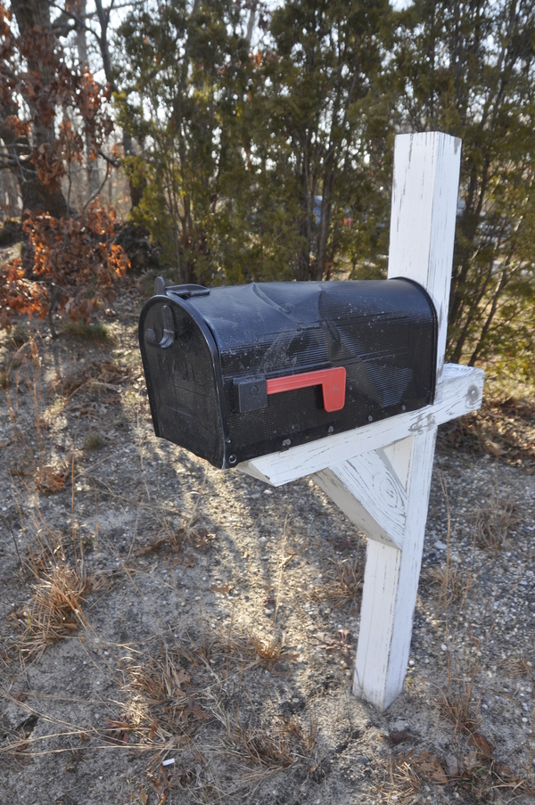 Frank Bosco's mailbox was hit by a snow plow last year on Noyac Road.