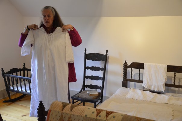 Prudence Carabine explains the number of era-specific items that will be found around the East Hampton Farm Museum once it opens up on October 11. SHAYE WEAVER