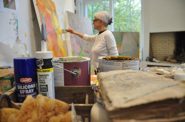 Barbara Groot at work in her Springs studio. MICHELLE TRAURING