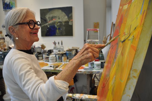 Barbara Groot at work in her Springs studio. MICHELLE TRAURING