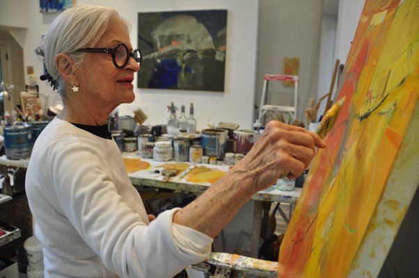 Barbara Groot at work in her Springs studio. MICHELLE TRAURING