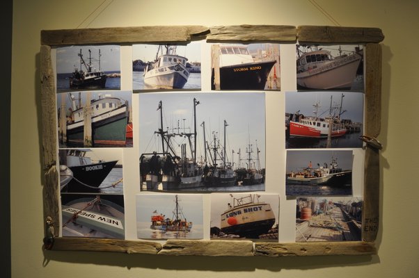 Wendi Blair captured the Montauk fishing scene in a number of collages. MICHELLE TRAURING