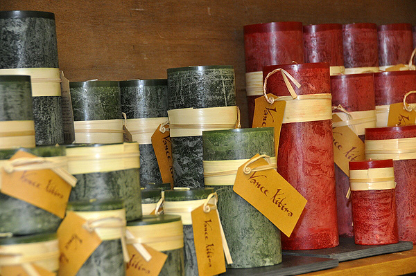 Decorative festive candles at Hildreth's Department Store. MICHELLE TRAURING