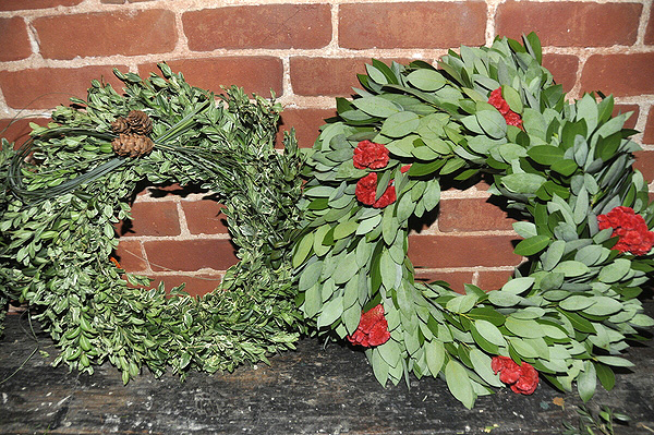 Wreaths make a first impression, such as these at Sag Harbor Florist. MICHELLE TRAURING