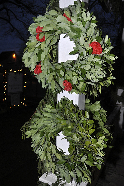 Wreaths make a first impression, such as these at Sag Harbor Florist. MICHELLE TRAURING