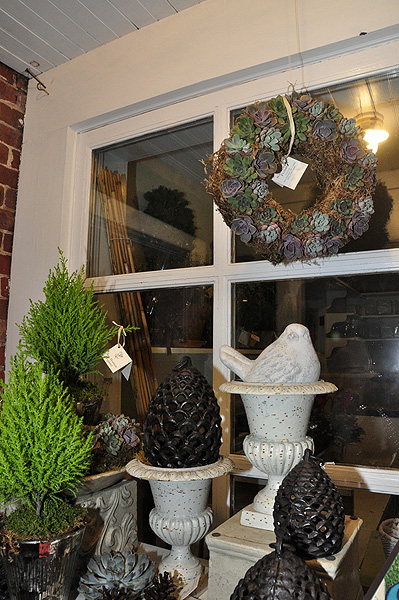 Wreaths make a first impression, such as this succulent wreath at Sag Harbor Florist. MICHELLE TRAURING