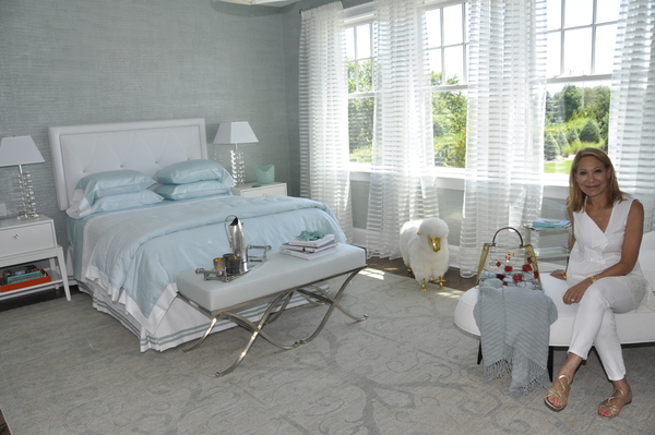 Second floor guest room by Patricia Fisher in the Hampton Designer Showhouse on Scuttle Hole Road in Bridgehampton.