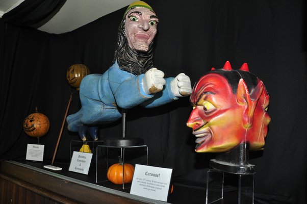 The William Corwith House in Bridgehampton is exhibiting a portion of the late Jack Musnicki's antique Halloweeen collection. MICHELLE TRAURING