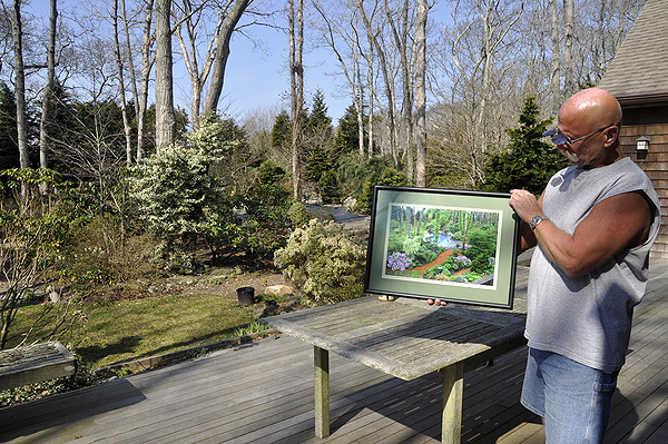 George Biercuk in his Wainscott garden, not yet in bloom. MICHELLE TRAURING