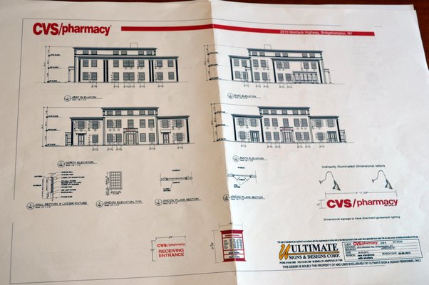 The preliminary plan for the CVS pharmacy and retail store in Bridgehampton.
