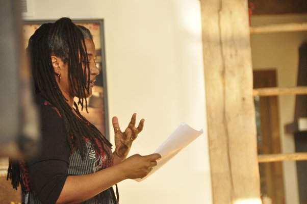 April 23 -- Writer Lynn Nottage read during the second Sundance Institute Alumni Writing Studio at the Water Mill estate of Joan and George Hornig.