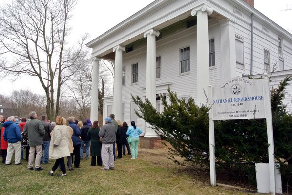 John Eilertsen, executive director of the Bridgehampton Historical Society, gives a guided tour of the of the Nathaniel Rogers House on Thursday, April 9.  DANA SHAW