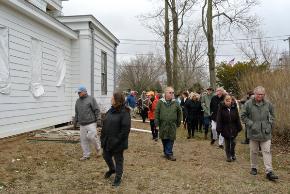 John Eilertsen, executive director of the Bridgehampton Historical Society, gives a guided tour of the Nathaniel Rogers House on Thursday, April 9. DANA SHAW