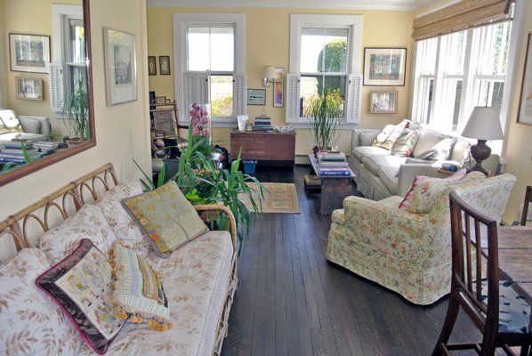 The small living room flooded with light.