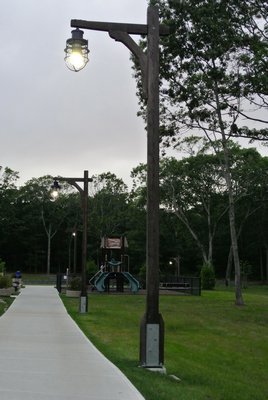 LED lights in Good Ground Park.  DANA SHAW