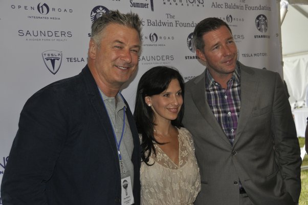 Alec and Hilaria Baldwin, and Edward Burns. MICHELLE TRAURING