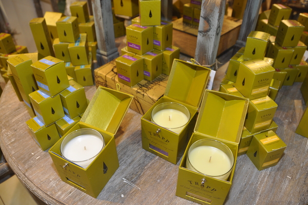 Trapp candles on display at Salty Home in Bridgehampton.