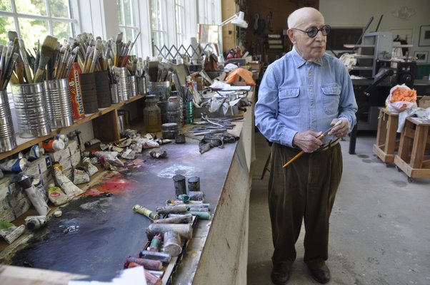 Modernist painter Gerson Leiber in his Springs studio. MICHELLE TRAURING