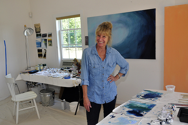 Artist Janet Jennings in her studio in Amagansett. MICHELLE TRAURING