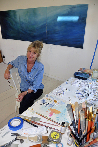 Artist Janet Jennings in her studio in Amagansett. MICHELLE TRAURING