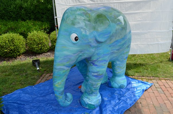 Elephant sculpture painted by Barbara Bilotta, "Unforgettable," for Elephant Parade Hamptons. ANISAH ABDULLAH