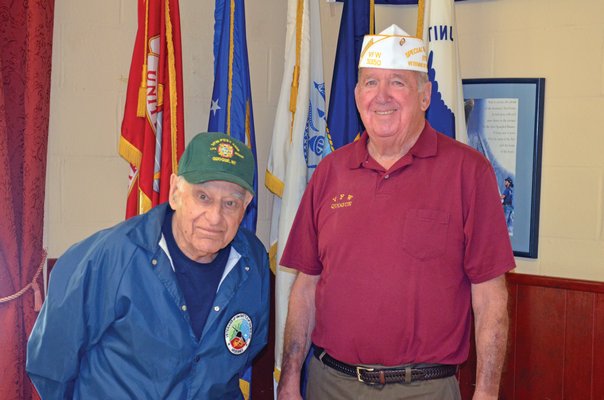 May 23: Dave Golder, right, has replaced Arma “Ham” Andon as commander of Veterans of Foreign Wars Post 5350 in Quogue.