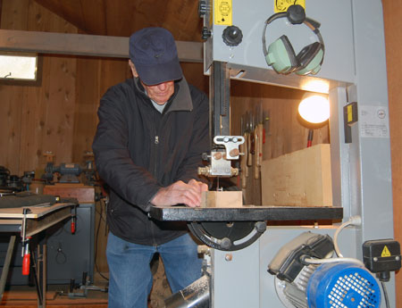 Hal McKusick in his Sag Harbor woodworking shop.