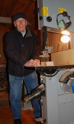 Hal McKusick in his Sag Harbor woodworking shop.