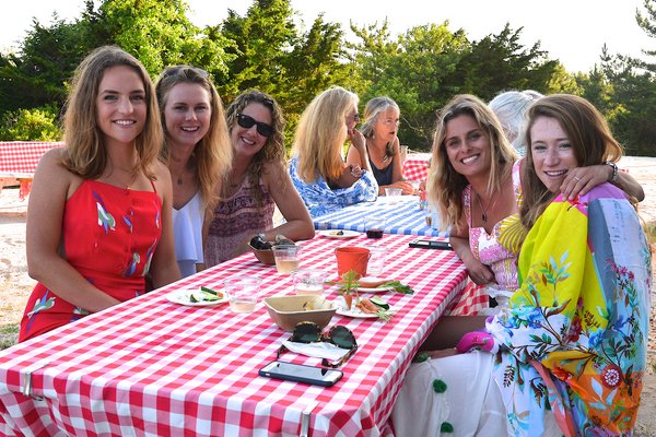 The fifth annual Amagansett Life Saving and Coast Guard Station Lobster Bake fundraiser was the hot ticket in town last Saturday. Greta Meyer, Marie Johnson, Lynne Calabrese, Amanda Calabrese and Emma Hanley were there. KYRIL BROMLEY