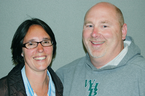 Suzanne Mensch and Bryan Dean were voted on to the Westhampton Beach School Board Tuesday.  <br>Photo by Hallie D. Martin