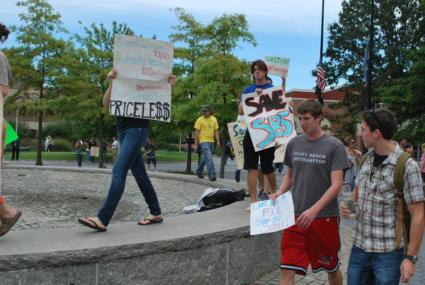 Stony Brook Southampton students stage a protest at Stony Brook University's main campus last year.