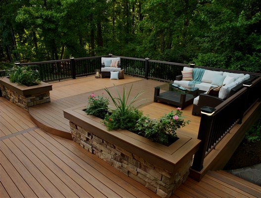 Stair and post lights help extend the life of a deck into the winter. COURTESY TIMBERTECH