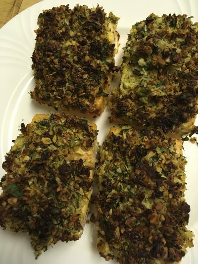 Herb-crusted salmon. JANEEN A. SARLIN