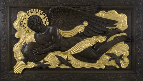 PAUL HOWARD MANSHIP's "The Four Elements" Parcel-gilt bronze reliefs, created for and hung in the American Telephone and Telegraph Building in New York until 1982.