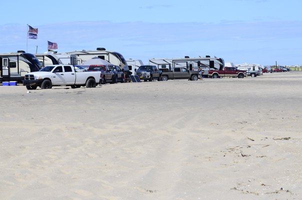 Camping along the beach at Shinnecock East County Park could be placed on hold if piping plovers, which are threatened and have been seen within 1,000 meters of the area, have chicks. GREG WEHNER