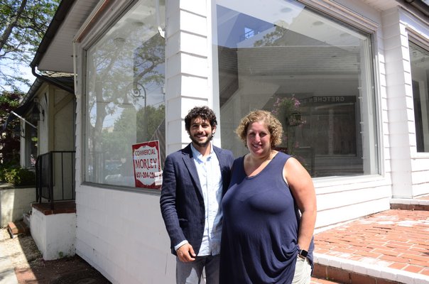 Southampton Village Mayor Jesse Warren and Southampton Art Center Director Amy Kirwin are working on a program to turn vacant storefronts into an art exhibit. GREG WEHNER