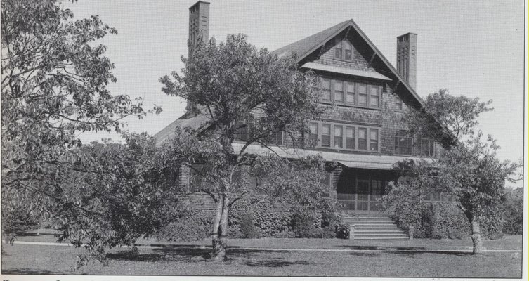 Gardner Gilsey's estate on Smith Creek where the Old Harbor Colony development is today. The main house in the Swiss chalet style still stands. HAMPTON BAYS HISTORICAL SOCIETY