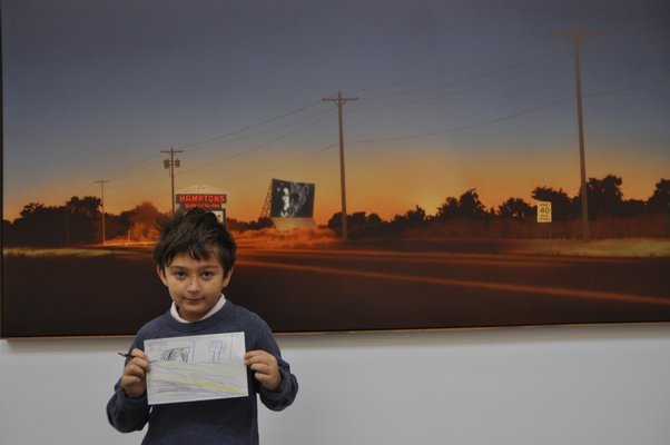 Brandon Braccia sketched Howard Kanovitz's iconic "Hamptons Drive-In." MICHELLE TRAURING