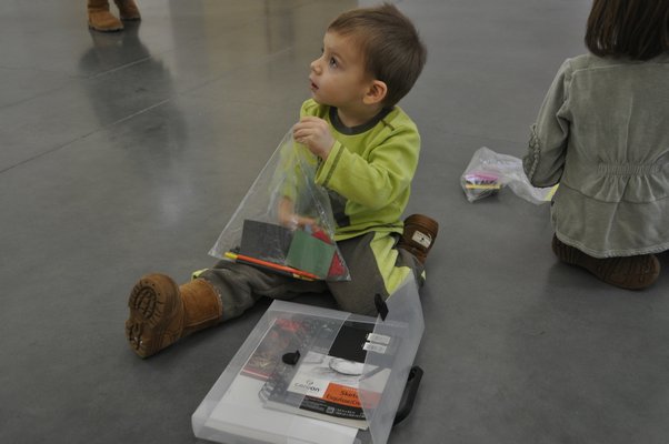 Marc-Andre Tapfer uses his Go-Pack at the Parrish Art Museum. MICHELLE TRAURING