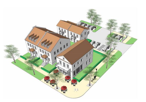 An illustrative example of buildings and site arrangements permitted in the Edge District. COURTESY SOUTHAMPTON TOWN