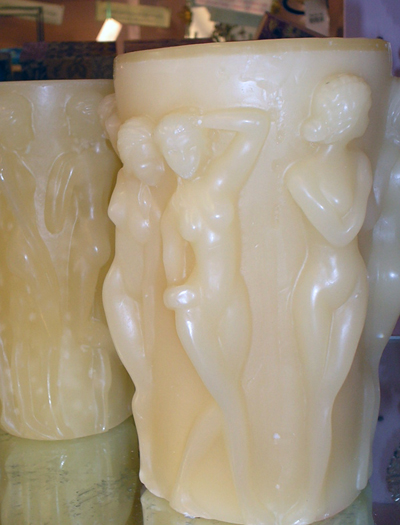 A naked ladies candle at O'Suzanna in Westhampton Beach.